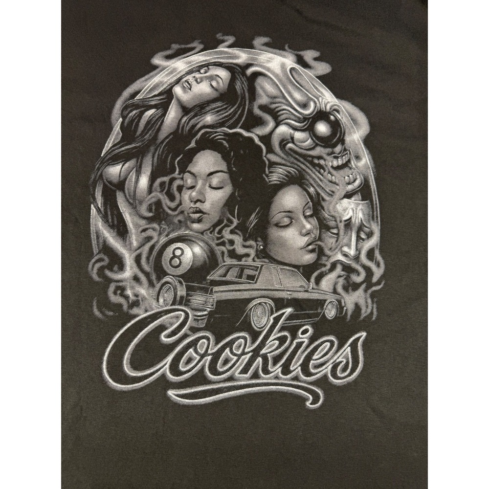 Cookies SF Mens Graphic T-Shirt XL Black Lowrider 8-Ball Airbrush Streetwear Tee